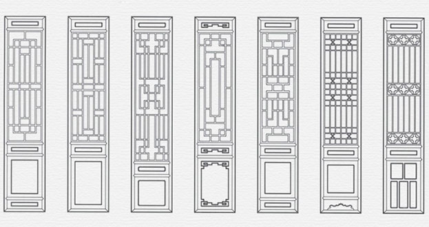 江源常用中式仿古花窗图案隔断设计图